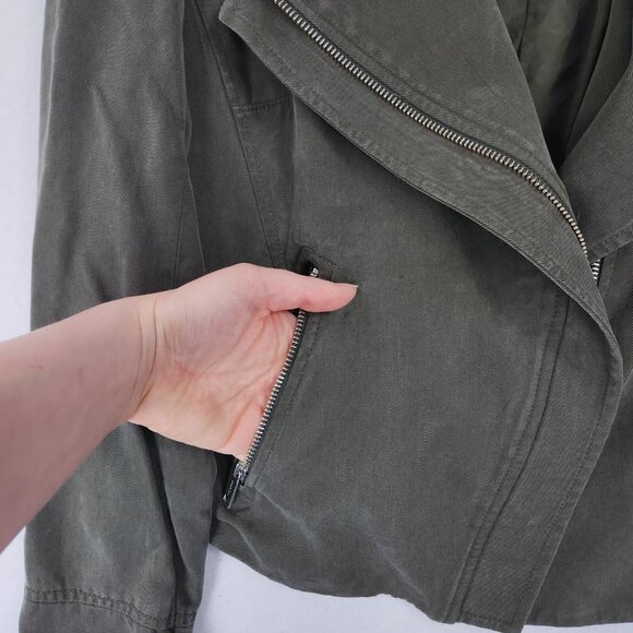 Babaton Jacket Womens 8 Green Aritzia Moto Full Zip Lightweight Casual Classic - Picture 3 of 14